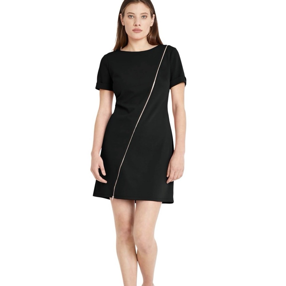 Donna Morgan Short Sleeve Scuba Crepe Dress Black 14 NWOT $128